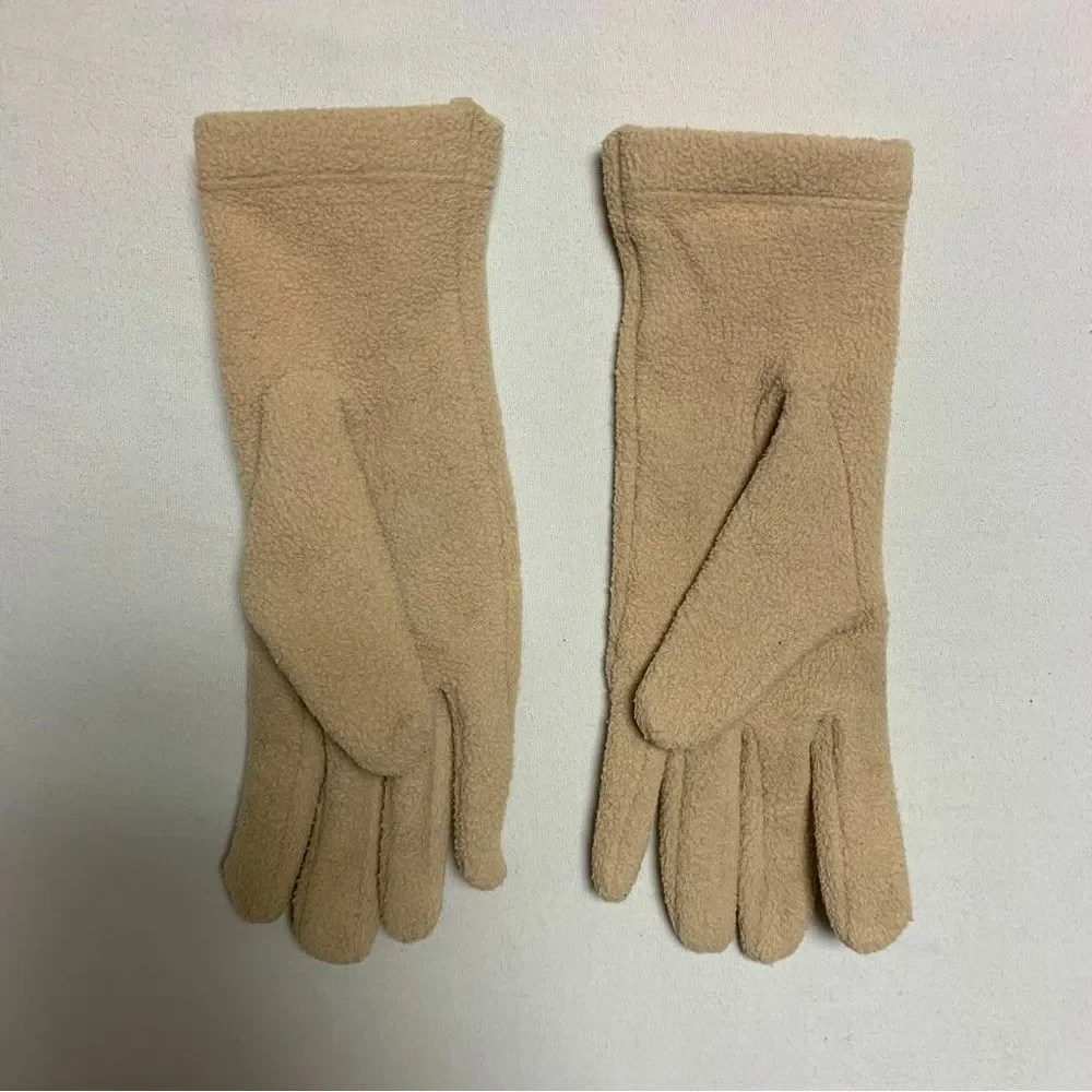 🆕 Tan Fleece Gloves Women’s M/L Warm Winter Lightweight Snow Ski Classic Basic